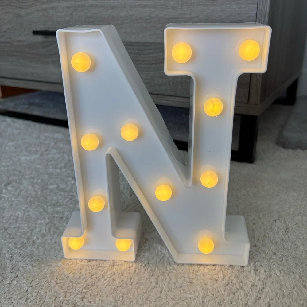 Light Up White Letter N Marquee Light - Picture 11 of 11